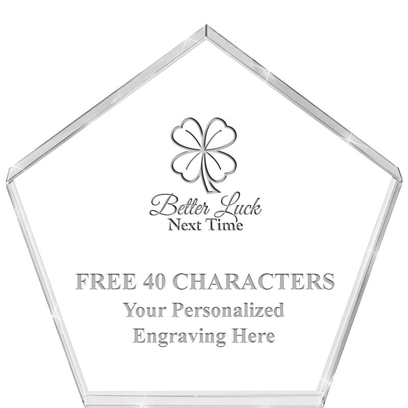 4"PENTAGON CRYSTAL PAPERWEIGHT