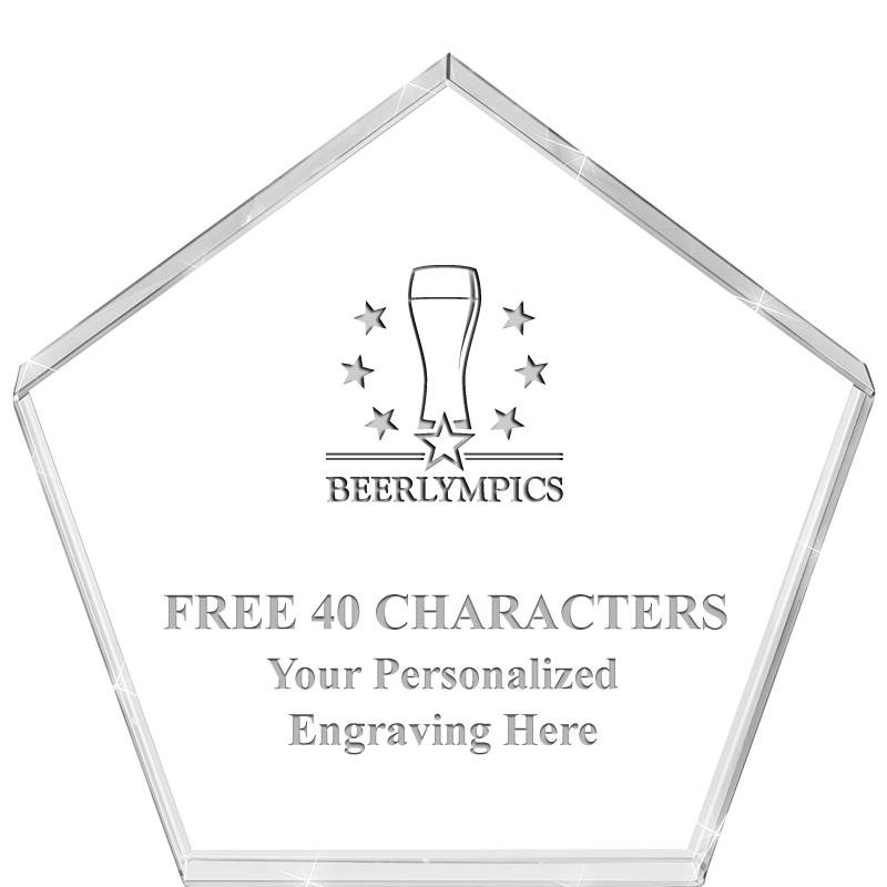 4"PENTAGON CRYSTAL PAPERWEIGHT