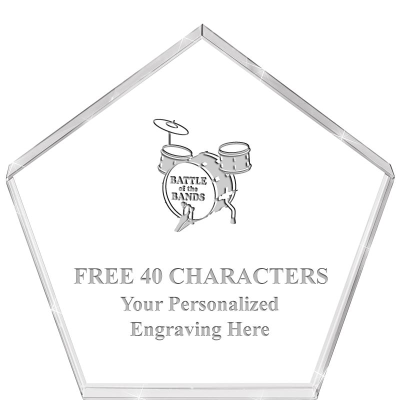 4"PENTAGON CRYSTAL PAPERWEIGHT