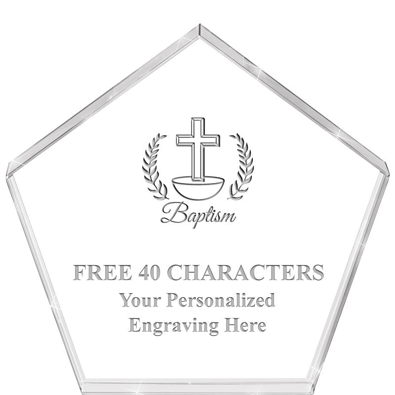 4"PENTAGON CRYSTAL PAPERWEIGHT