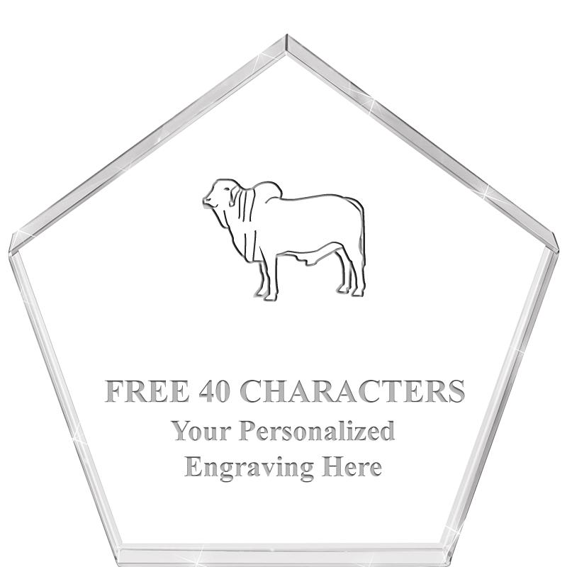 4"PENTAGON CRYSTAL PAPERWEIGHT