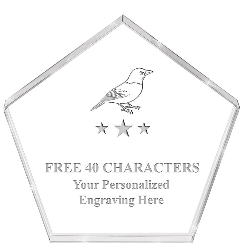 4"PENTAGON CRYSTAL PAPERWEIGHT