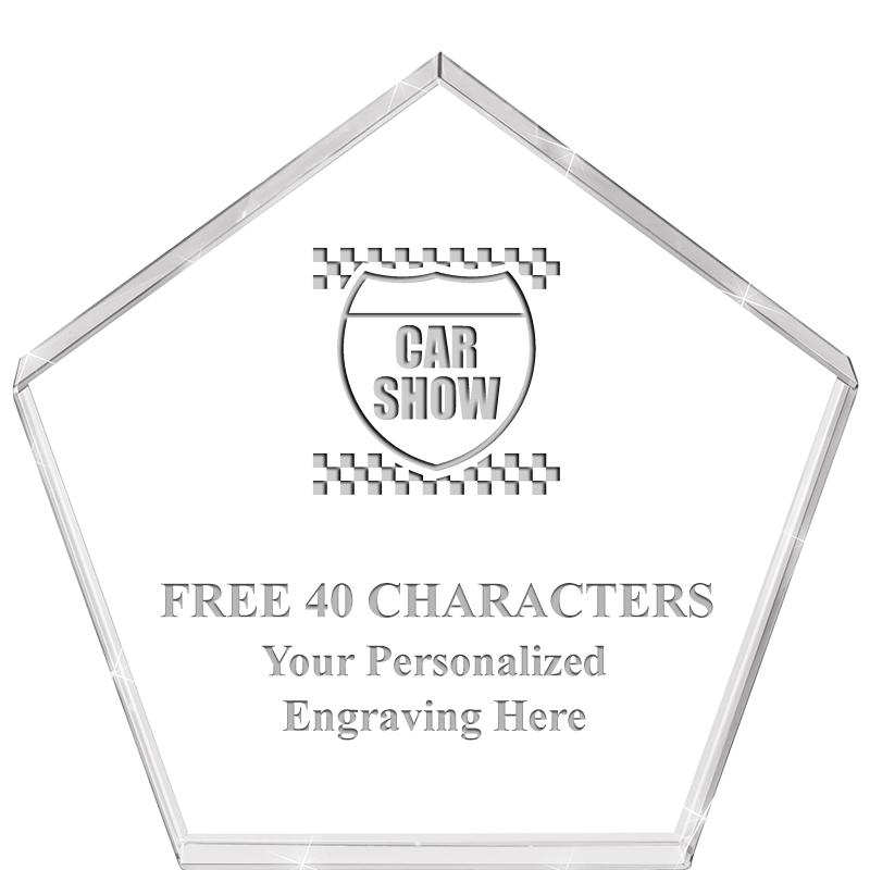 4"PENTAGON CRYSTAL PAPERWEIGHT