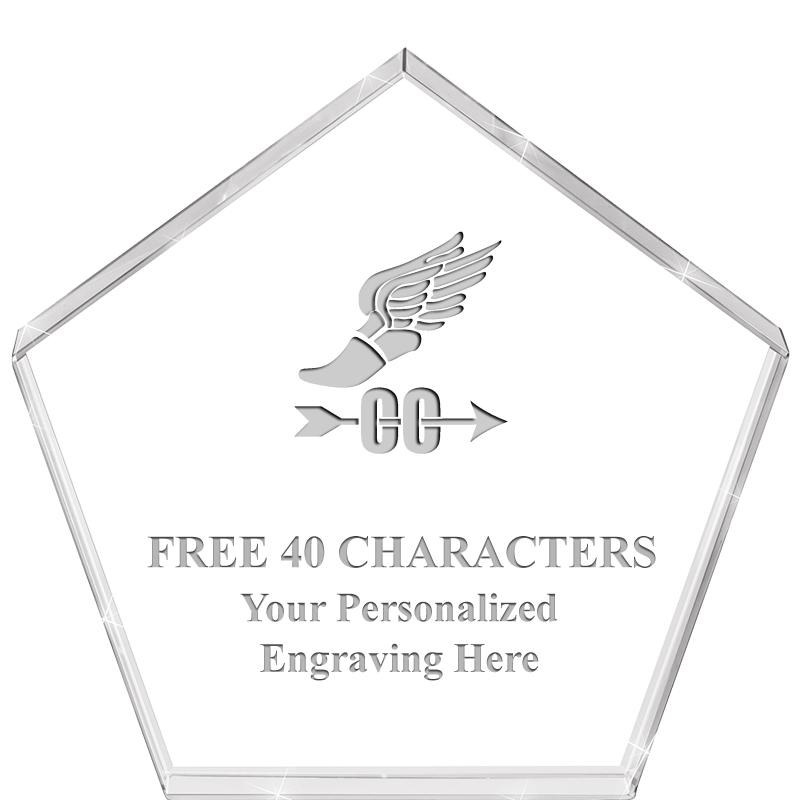 4"PENTAGON CRYSTAL PAPERWEIGHT