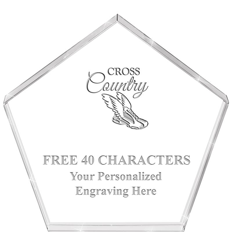 4"PENTAGON CRYSTAL PAPERWEIGHT