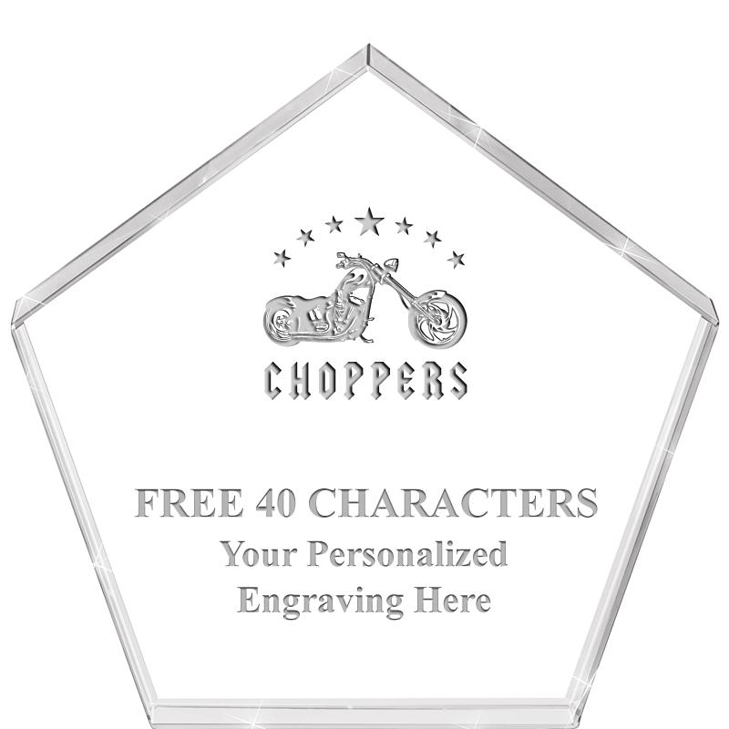 4"PENTAGON CRYSTAL PAPERWEIGHT