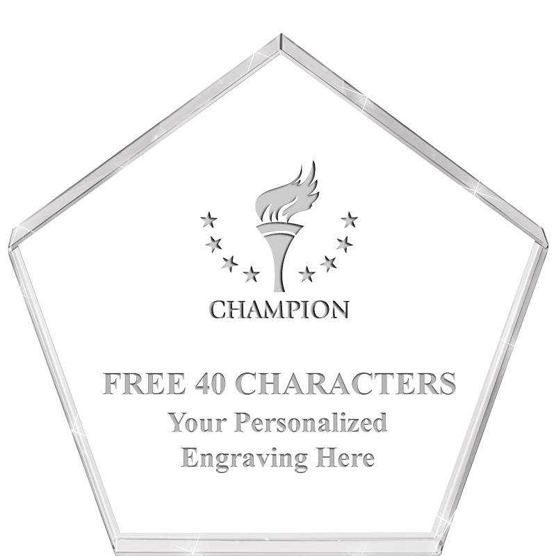 4"PENTAGON CRYSTAL PAPERWEIGHT