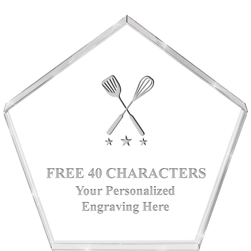 4"PENTAGON CRYSTAL PAPERWEIGHT