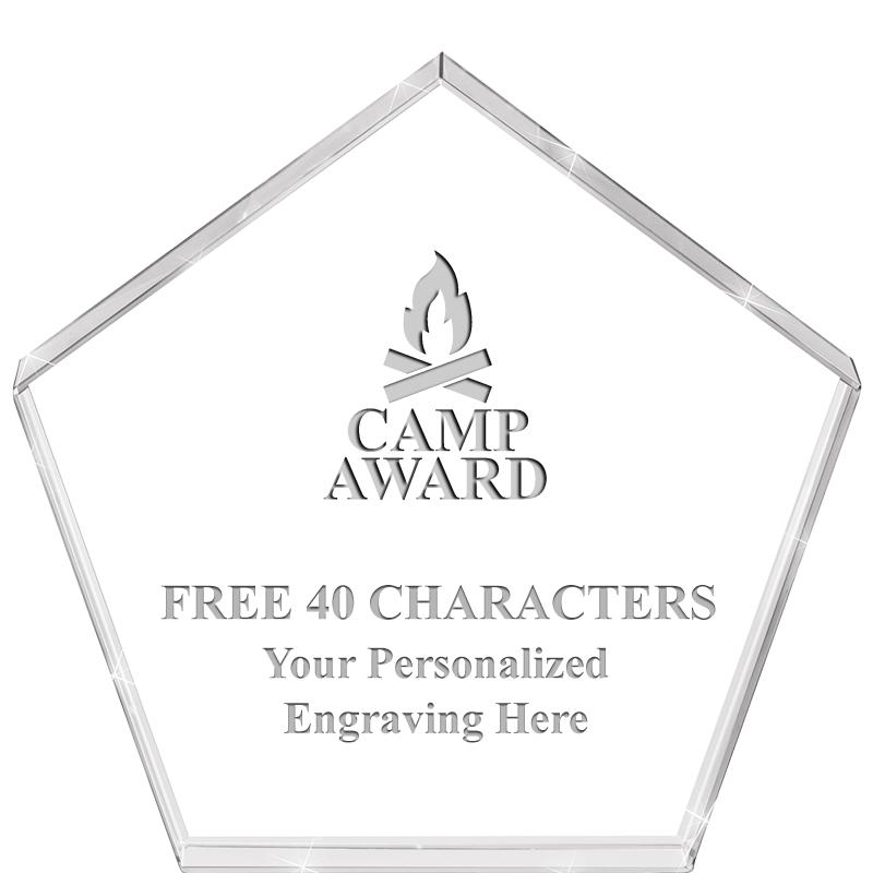 4"PENTAGON CRYSTAL PAPERWEIGHT