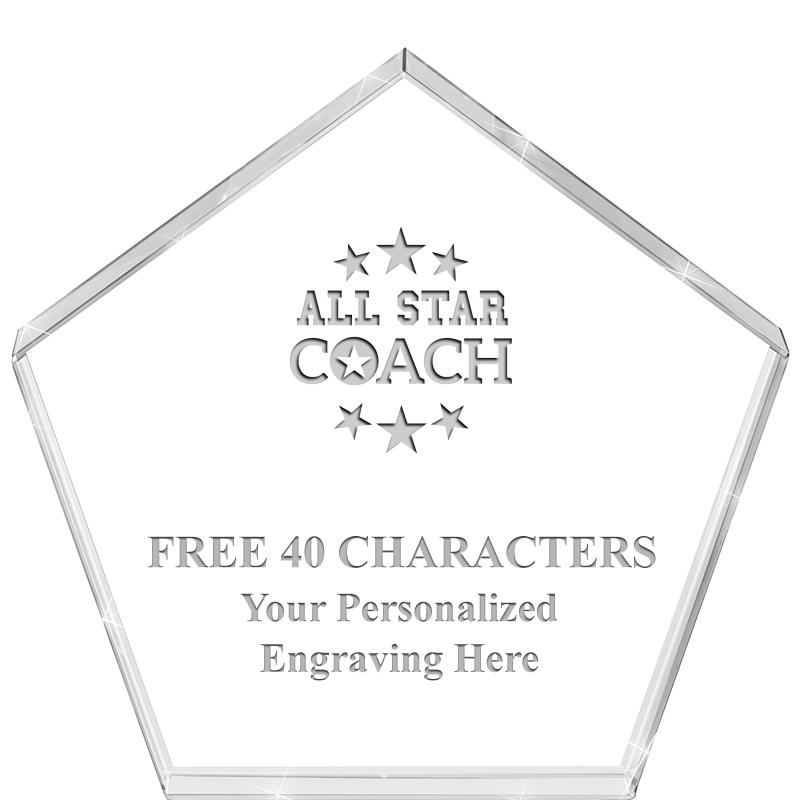 4"PENTAGON CRYSTAL PAPERWEIGHT