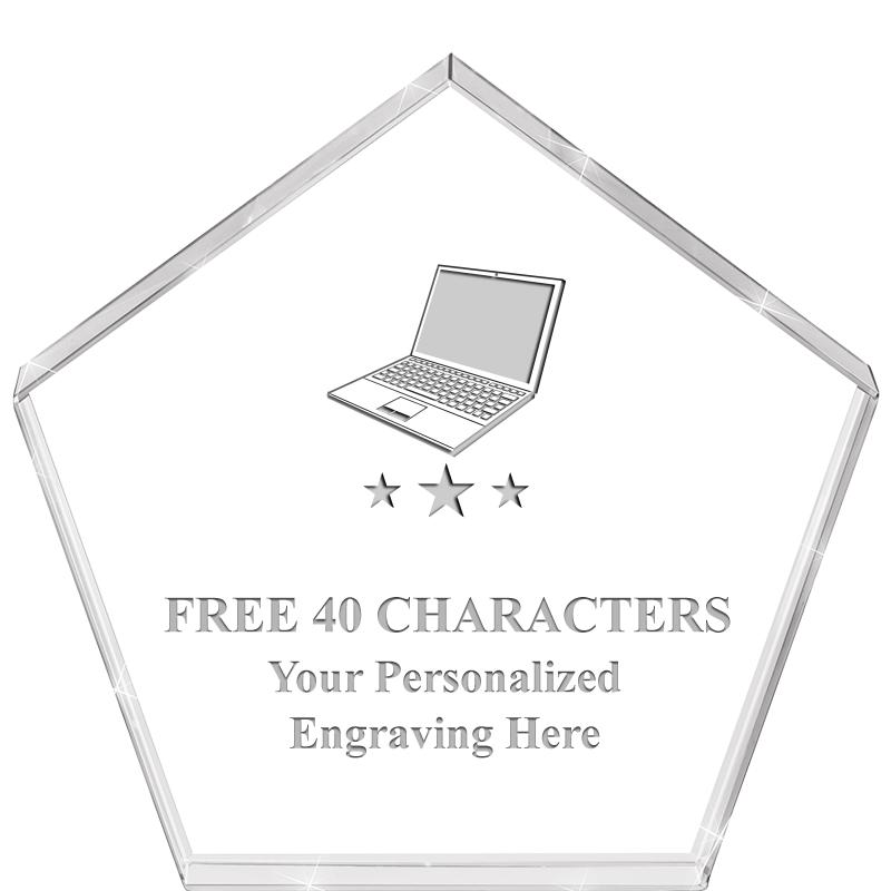 4"PENTAGON CRYSTAL PAPERWEIGHT