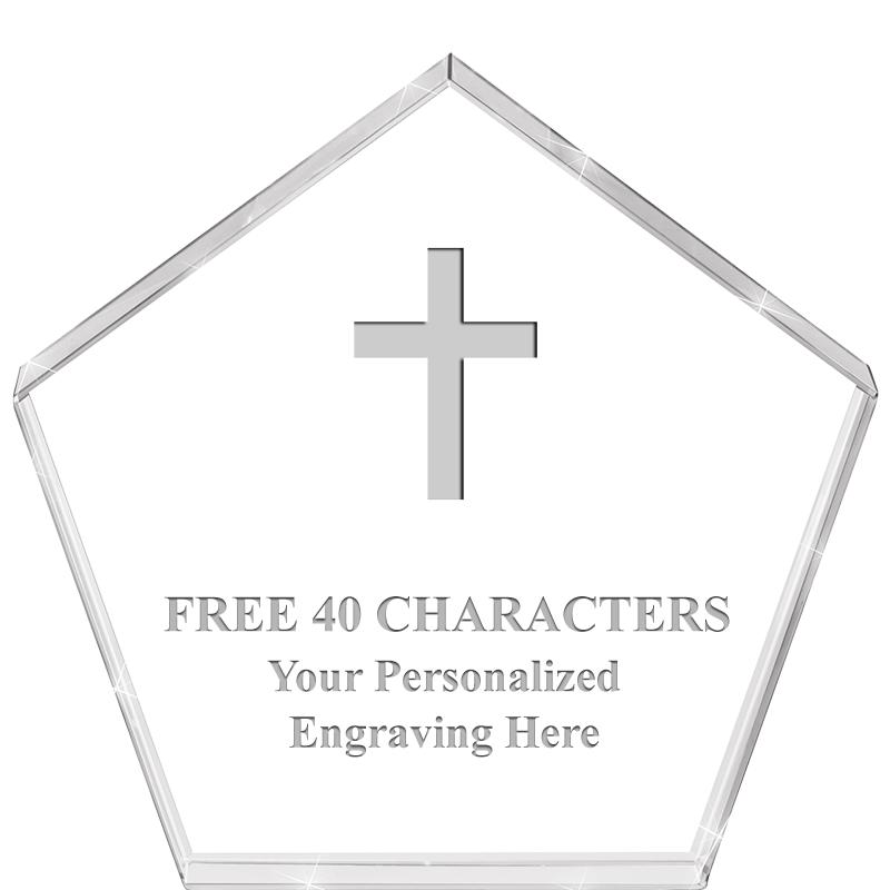 4"PENTAGON CRYSTAL PAPERWEIGHT