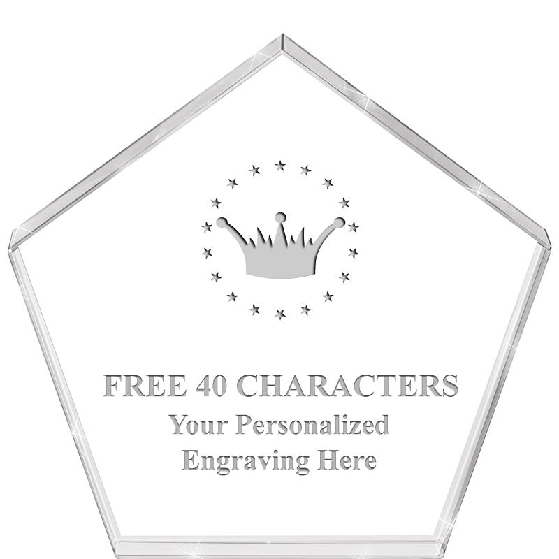 4"PENTAGON CRYSTAL PAPERWEIGHT