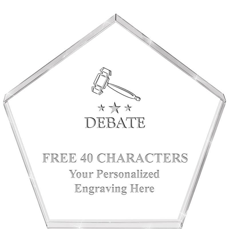 4"PENTAGON CRYSTAL PAPERWEIGHT