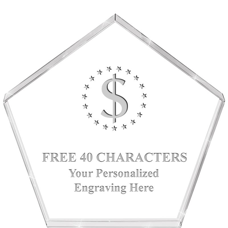 4"PENTAGON CRYSTAL PAPERWEIGHT