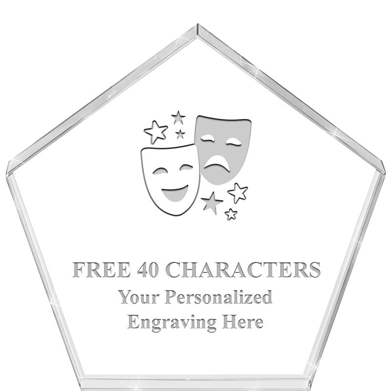 4"PENTAGON CRYSTAL PAPERWEIGHT