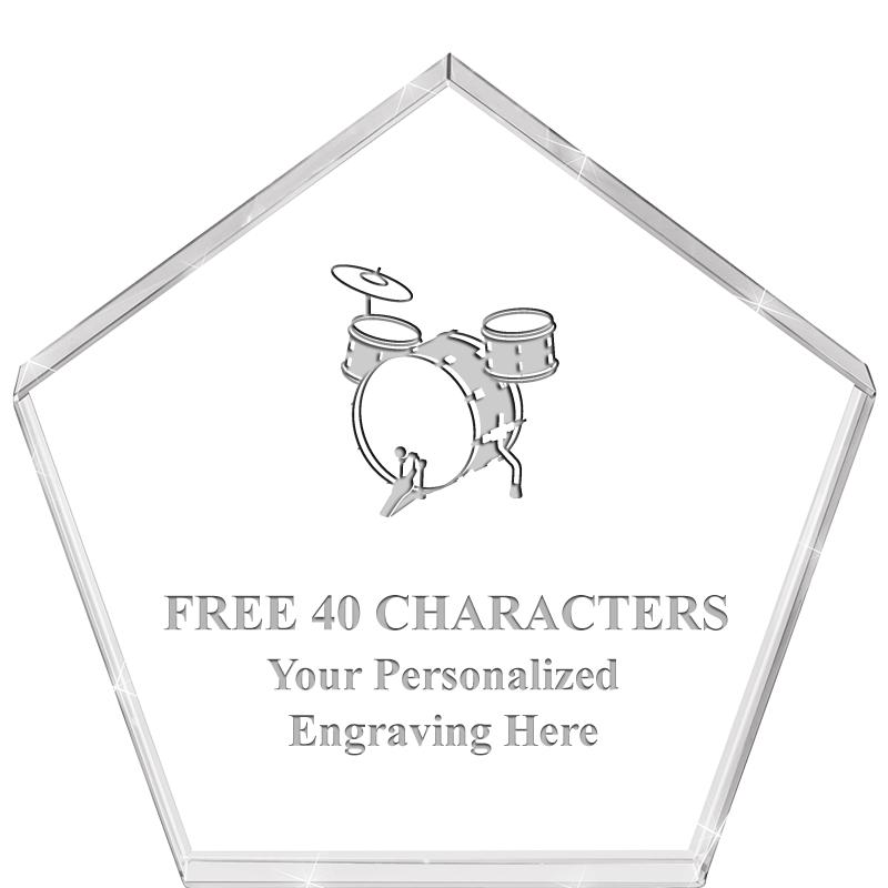 4"PENTAGON CRYSTAL PAPERWEIGHT