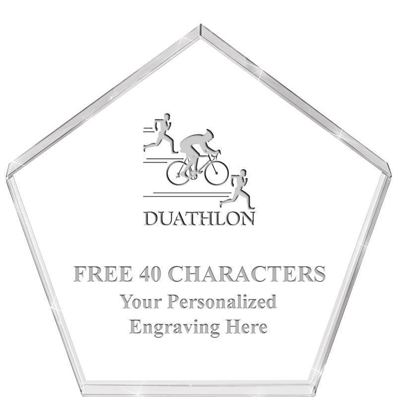 4"PENTAGON CRYSTAL PAPERWEIGHT