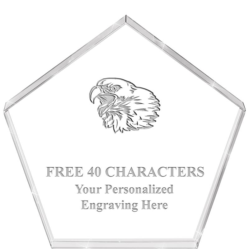 4"PENTAGON CRYSTAL PAPERWEIGHT