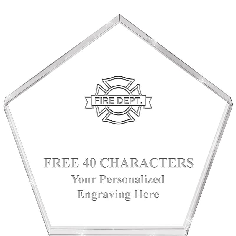 4"PENTAGON CRYSTAL PAPERWEIGHT