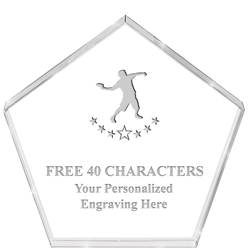 4"PENTAGON CRYSTAL PAPERWEIGHT