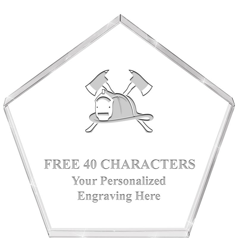 4"PENTAGON CRYSTAL PAPERWEIGHT