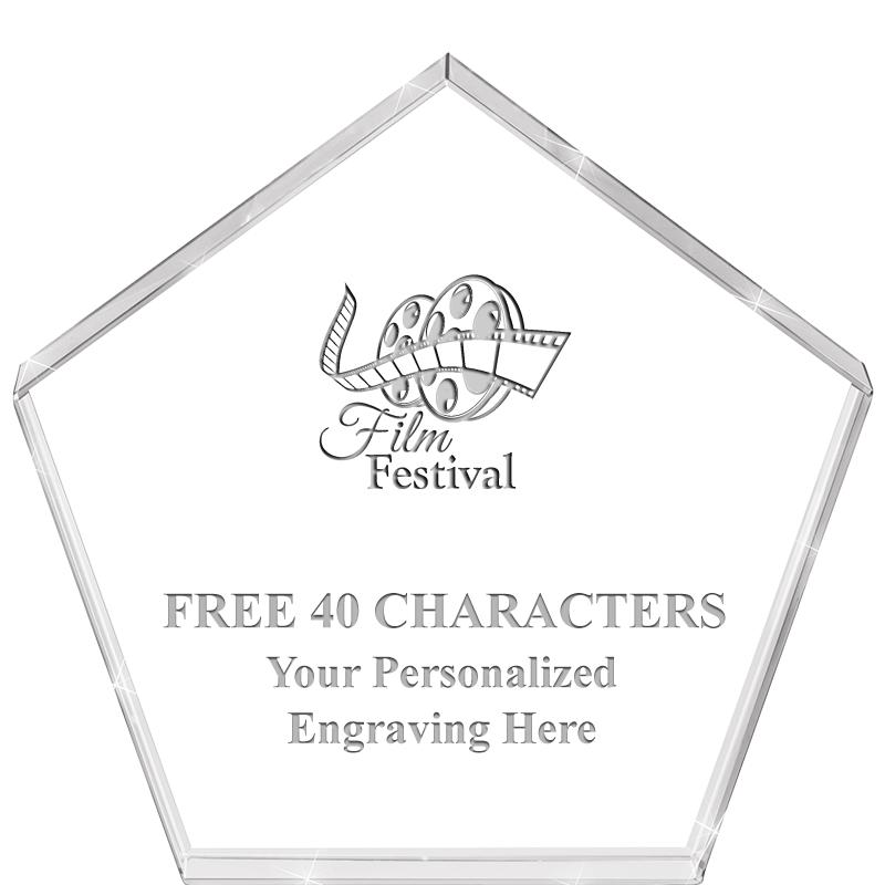 4"PENTAGON CRYSTAL PAPERWEIGHT