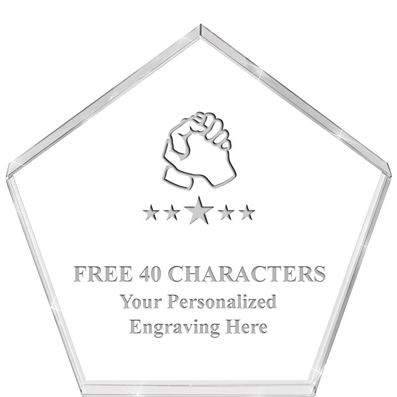 4"PENTAGON CRYSTAL PAPERWEIGHT