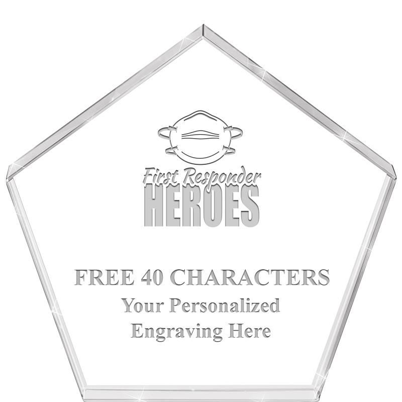 4"PENTAGON CRYSTAL PAPERWEIGHT