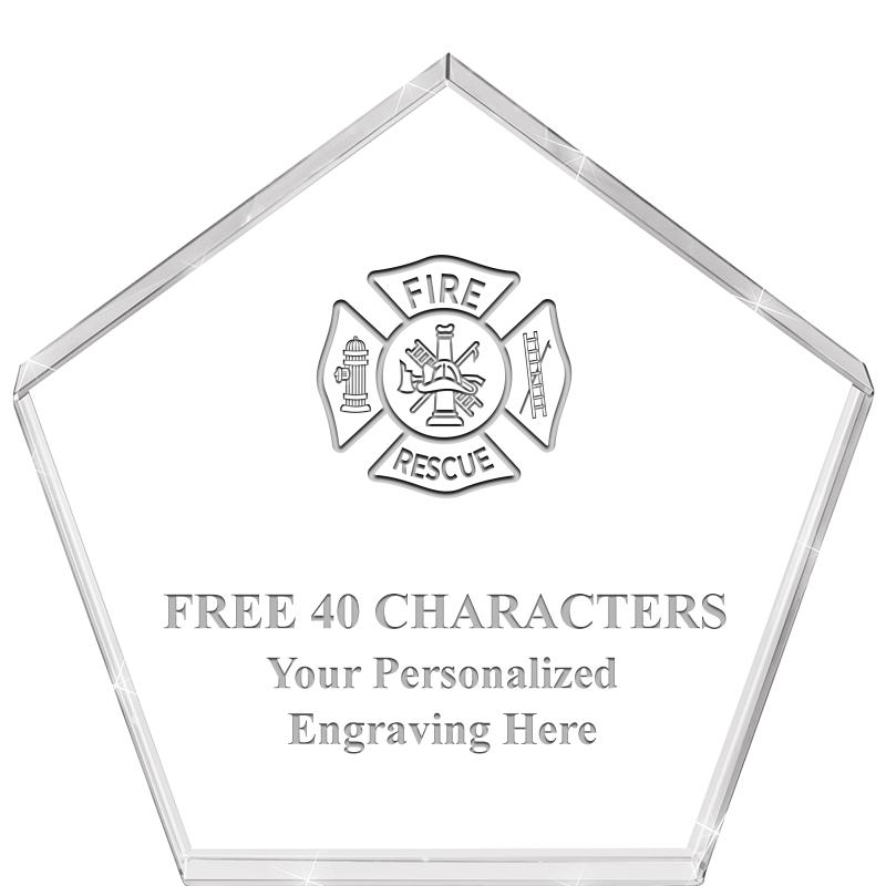 4"PENTAGON CRYSTAL PAPERWEIGHT