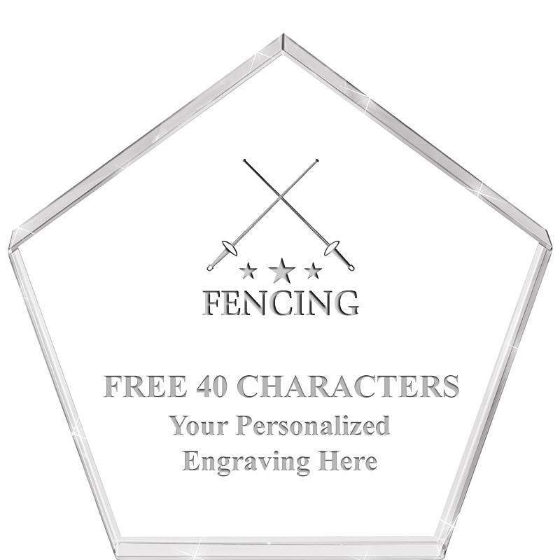 4"PENTAGON CRYSTAL PAPERWEIGHT