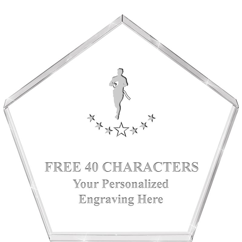 4"PENTAGON CRYSTAL PAPERWEIGHT