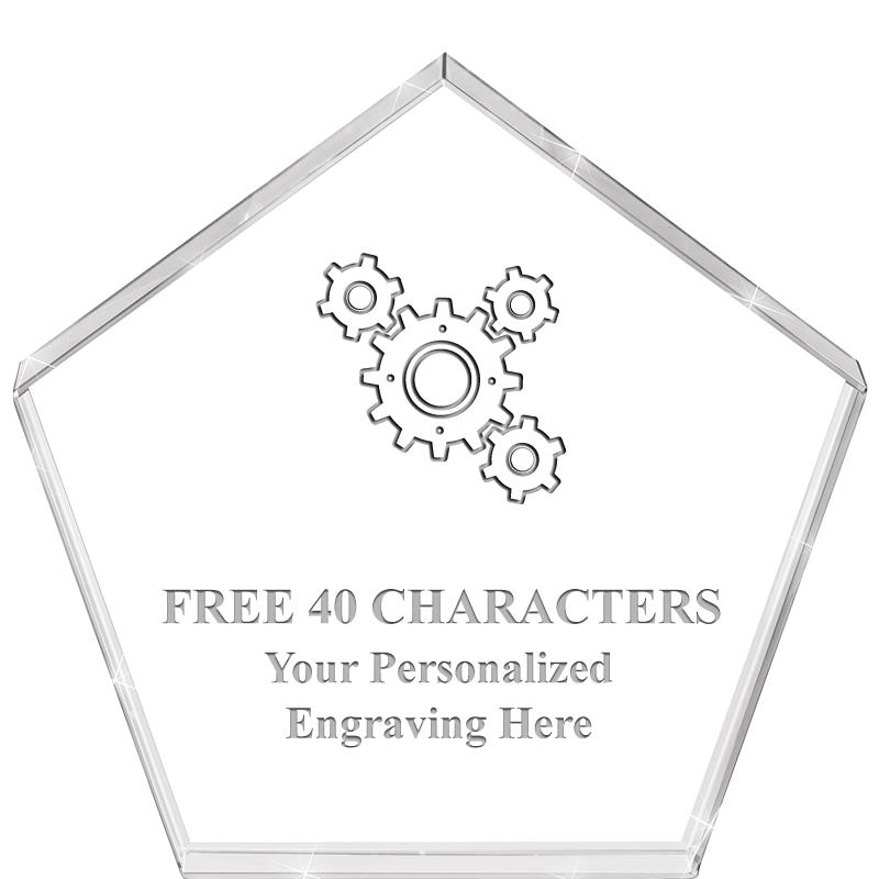 4"PENTAGON CRYSTAL PAPERWEIGHT