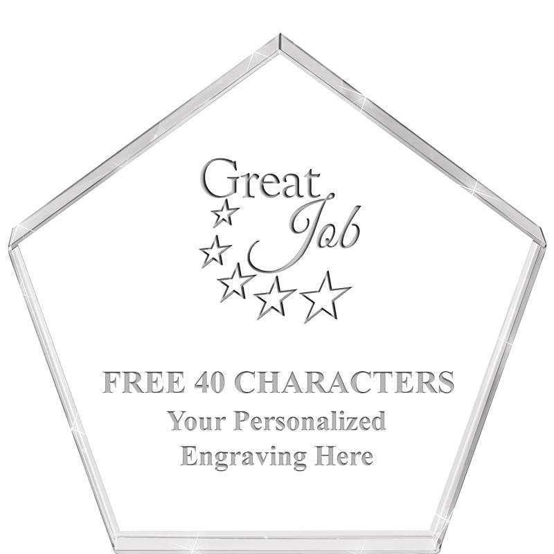 4"PENTAGON CRYSTAL PAPERWEIGHT