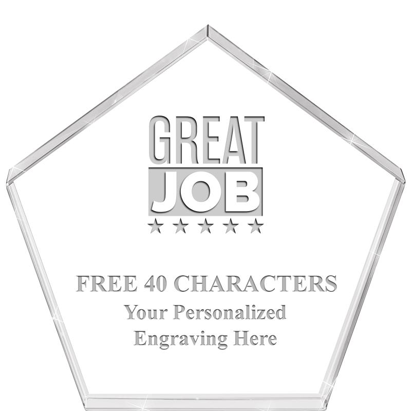 4"PENTAGON CRYSTAL PAPERWEIGHT