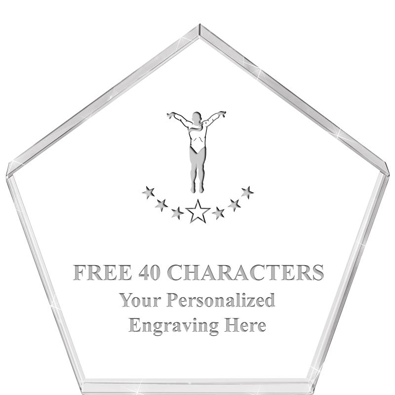 4"PENTAGON CRYSTAL PAPERWEIGHT