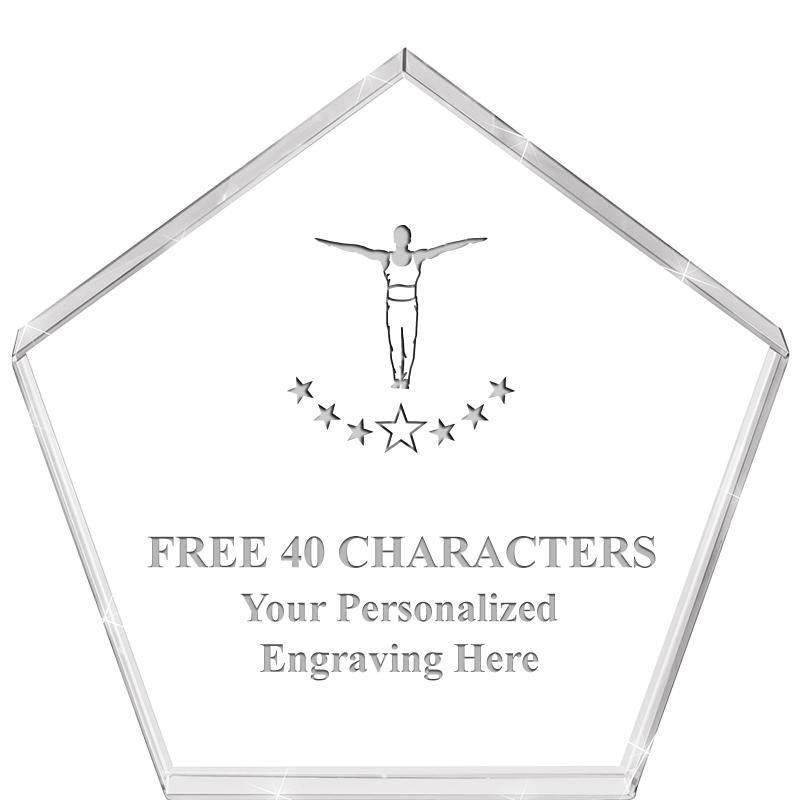 4"PENTAGON CRYSTAL PAPERWEIGHT