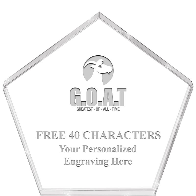 4"PENTAGON CRYSTAL PAPERWEIGHT