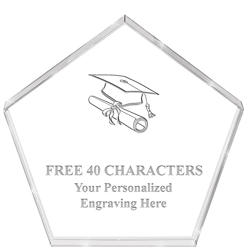 4"PENTAGON CRYSTAL PAPERWEIGHT