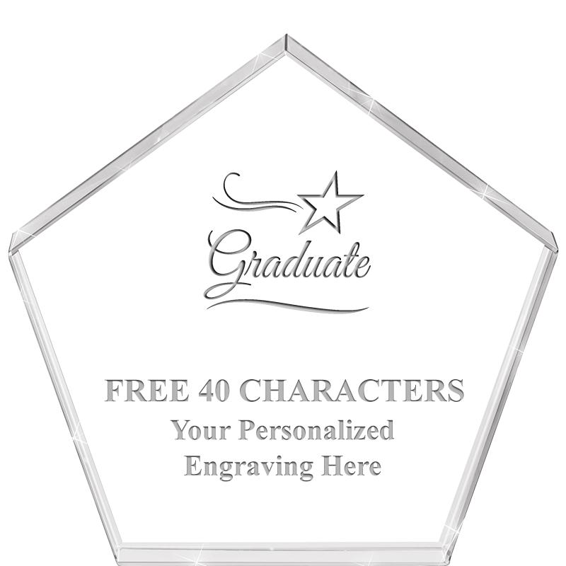 4"PENTAGON CRYSTAL PAPERWEIGHT