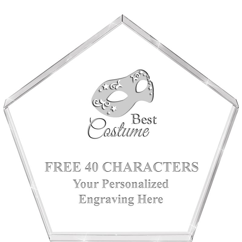 4"PENTAGON CRYSTAL PAPERWEIGHT