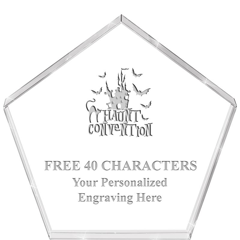 4"PENTAGON CRYSTAL PAPERWEIGHT