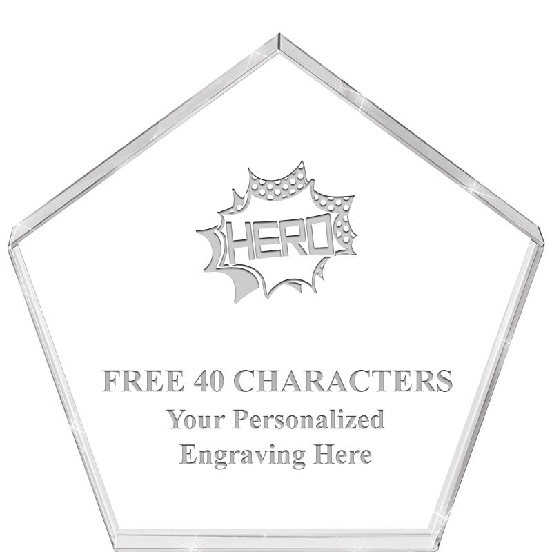 4"PENTAGON CRYSTAL PAPERWEIGHT