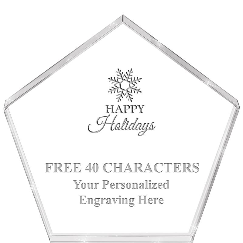 4"PENTAGON CRYSTAL PAPERWEIGHT