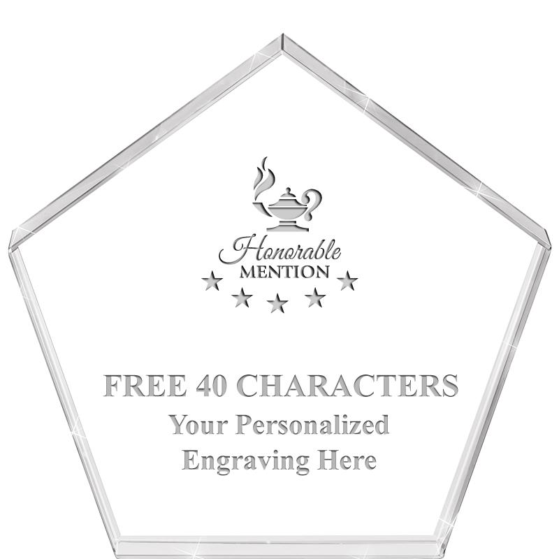 4"PENTAGON CRYSTAL PAPERWEIGHT