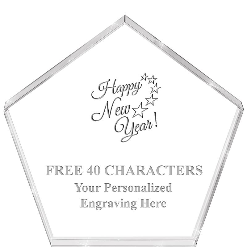 4"PENTAGON CRYSTAL PAPERWEIGHT