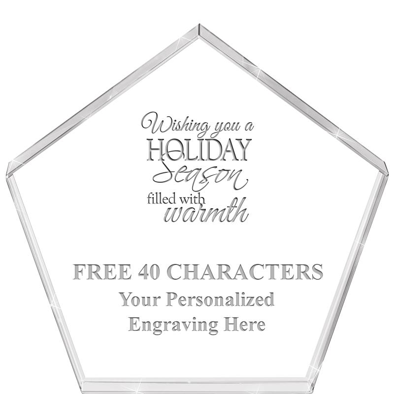 4"PENTAGON CRYSTAL PAPERWEIGHT