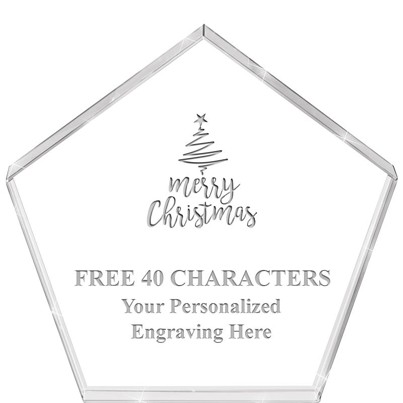 4"PENTAGON CRYSTAL PAPERWEIGHT