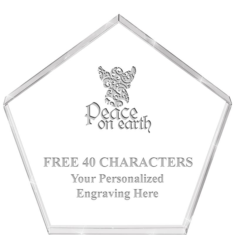 4"PENTAGON CRYSTAL PAPERWEIGHT