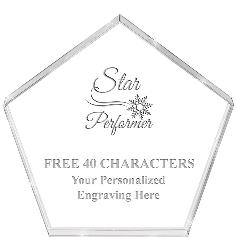 4"PENTAGON CRYSTAL PAPERWEIGHT